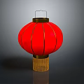 Traditional Red Lantern With Golden Hanger And Tassel Base 3d model