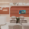 Modern Beauty Hair Salon Interior Design With Styling Chairs Reception Desk And Decorative Wall