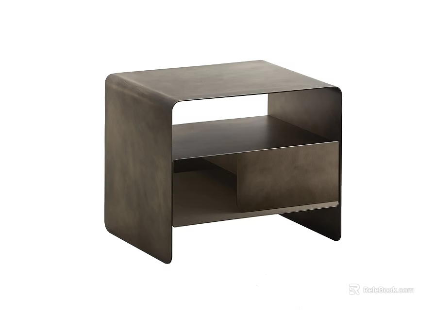 Modern Bedside Table Design With Dark Finish Drawer And Open Shelf 3d model