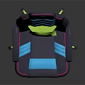 Ergonomic Gaming Chair With Black Pink Blue Accents And Yellow Cushion Wheels