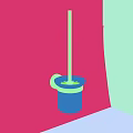 Modern Toilet Interior With Purple Floral Wallpaper And Wall Mounted Silver Rod White Holder