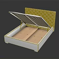 White Double Bed Frame With Tufted Headboard And Open Storage Base Design 3d model