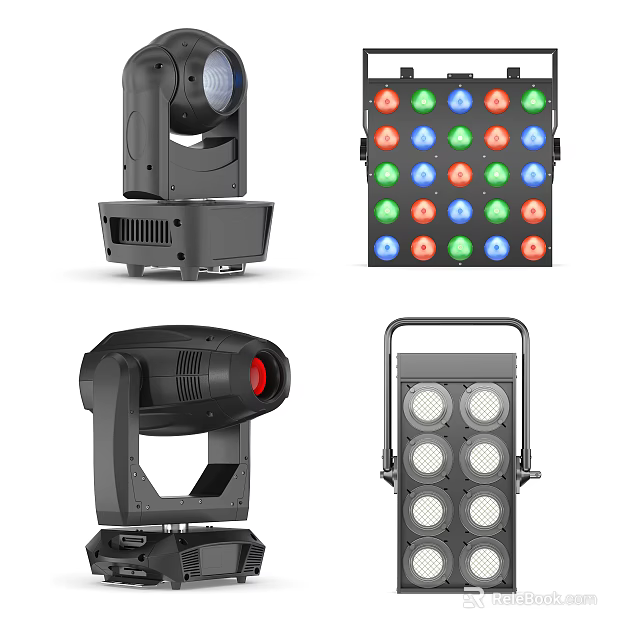 Various Decorative Lights Featuring Moving Head LED Panel and Portable Multi Bead Designs 3d model