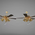 Modern Ceiling Fans With Gold Base Black Blades And Chandelier Lights