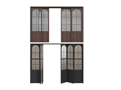 French American style folding door French sliding glass folding 3d model