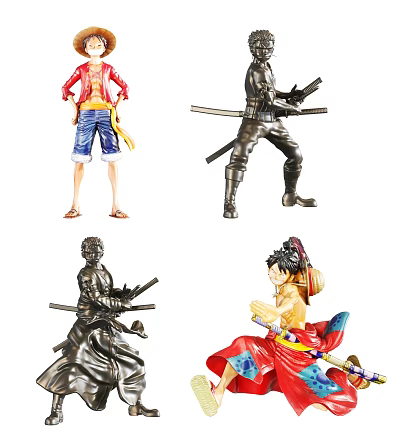 Collectible Action Figures With Different Poses Weapons And Traditional Modern Costumes 3d model