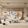 Modern Living Room Interior With Wooden Wall Panels White Sofa And Decorative Artwork