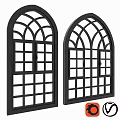 Black Arch Top Casement Windows with Grid Pane Design and Modern Style