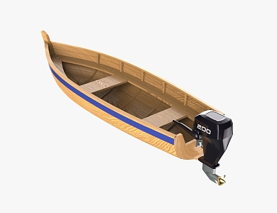 speedboat wooden boat 3d model