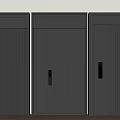 Three Modern Dark Gray Security Doors With Vertical Panel Designs And Secure Locks 3d model