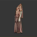 Women's Orange Pink Clothing Set Short Sleeved Shirt Long Skirt On Mannequin Gradient Gray Background