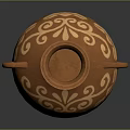 Reddish Brown Terracotta Vase With Two Handles And Intricate Floral Patterns 3d model
