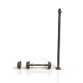 Rustic Metal Industrial Equipment Set With Long Support Pole And Short Rod 3d model
