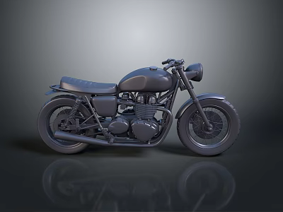 Vintage Black Motorcycle Classic Design With Single Seat Round Headlight And Chrome Details 3d model