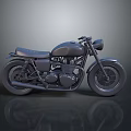 Vintage Black Motorcycle Classic Design With Single Seat Round Headlight And Chrome Details