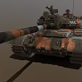 Military Tank With Camouflage Paint Number 215 Gun Barrel And Tracks