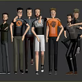 Diverse Male Game and Movie Characters in Casual Outfits with Various Animated Poses