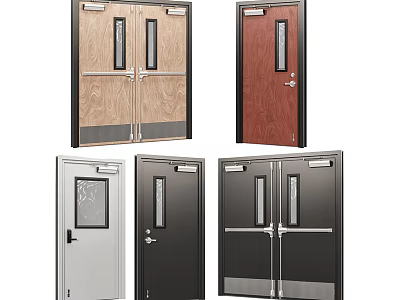 Various Door Designs With Glass Panels And Different Material Finishes 3d model