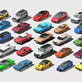 Colorful Collection of Various Classic and Modern Cars in Different Styles
