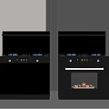 Black Integrated Cookers with Pots Blue Flames and Built in Oven Compartments