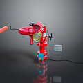 Red Industrial Fire Monitor With Pressure Gauge Control Panel Handle And Cable