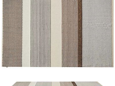 Modern Square Rug With Woven Texture And Neutral Color Stripes For Home Decor 3d model