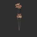 Intricate Traditional Weapon With Carved Dragon Head Handle And Sharp Blade