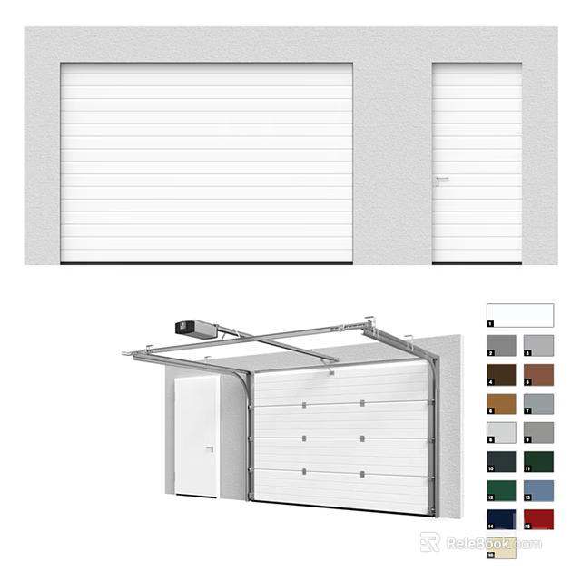 Roll Up Garage Door Design With Various Color Options And Modern Style 3d model 