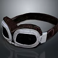 Vintage Leather Goggles With Brown Strap And Silver Metal Frame For Daily Use