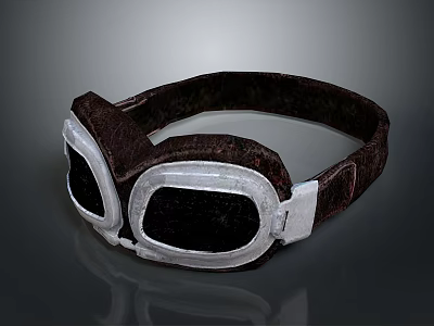 Vintage Leather Goggles With Brown Strap And Silver Metal Frame For Daily Use 3d model