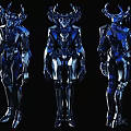Smart Robot Figures With Blue Metallic Body And Horned Head Design