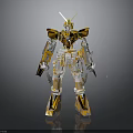 Yellow And White Mech Robot Character With Antennas Weapons And Armor Design