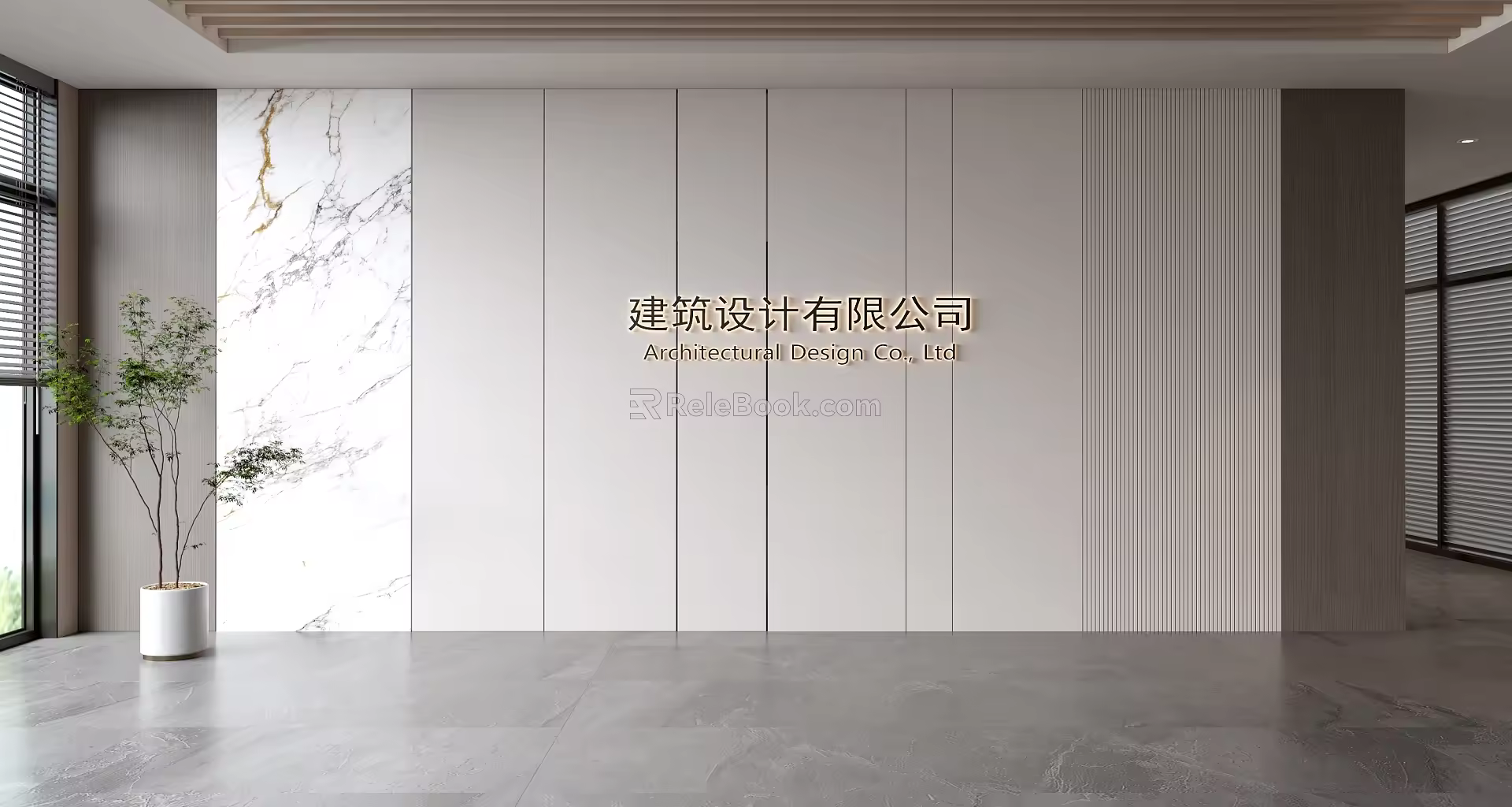 Modern Front Desk Background Wall Simple Background Wall Front Desk Reception Area Background Wall Company Front Desk Background Wall 3d model