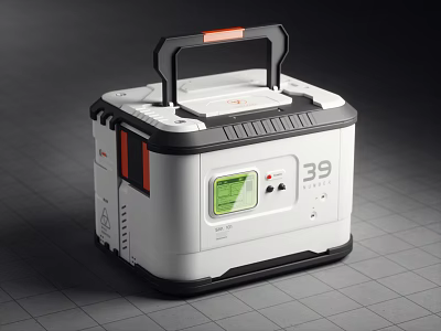 Portable Power Box With Digital Display Showing 39 Handle Design And Modern Interface 3d model