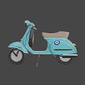 Vintage Light Blue Scooter Motorcycle with Tan Seat and Round Emblem