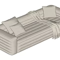 Modern Multiplayer Sofa Cream Sofa 3d model