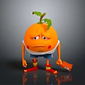 Anthropomorphic Orange Character With Sad Expression Wearing White Shirt Blue Shorts And Holding Box