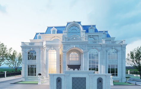 European-style single-family villa self-built villa European-style manor 3d model