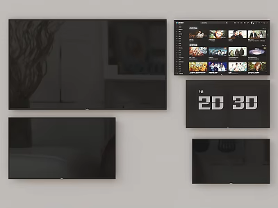 Modern TV Displays In Living Room Bedroom With Program Selection And 3D Feature 3d model