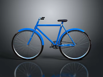 Blue Bicycle With Modern Minimalist Design Black Seat Handlebar And Silver Spokes 3d model