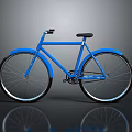 Blue Bicycle With Modern Minimalist Design Black Seat Handlebar And Silver Spokes
