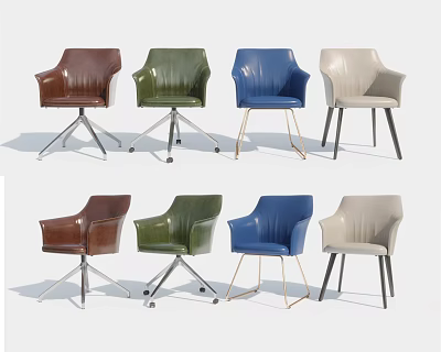 Stylish Modern Office Chairs With Multiple Colors Leather Upholstery And Metal Legs 3d model