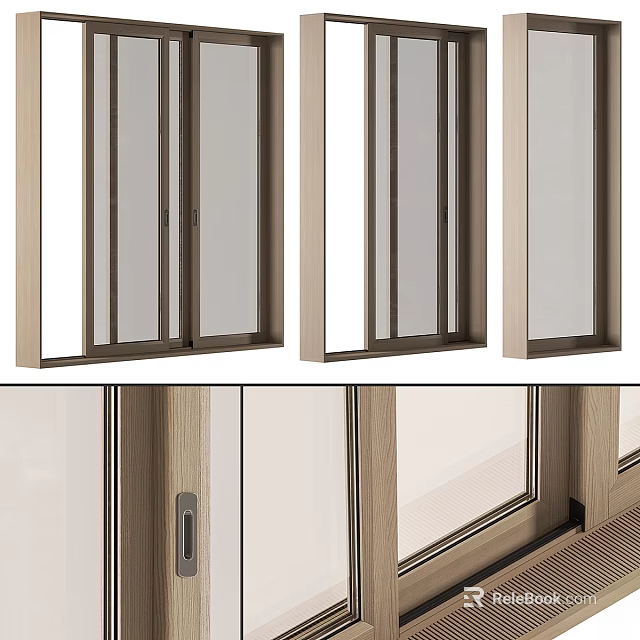 Modern Casement Windows With Wooden Frames And Transparent Glass For Home Installation 3d model 