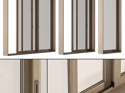 Modern Casement Windows With Wooden Frames And Transparent Glass For Home Installation 3d model