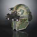 Military Tactical Camouflage Helmet Featuring Binoculars And Protective Earmuffs