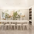 White Toned Specialty Store Interior With Display Shelves Green Plants Decorations Wooden Partition Pendant Lights