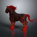 Fiery Black Horse Creature With Flaming Mane Tail And Lava Like Body Details
