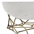 Modern Stylish Table With Golden Metal Frame And White Marble Top Design
