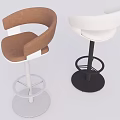 Modern White and Brown Bar Stools with Curved Backrests Metal Legs Round Bases