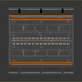 Technical Mechanical Component Platform With Grid Surface And Orange Lines 3d model